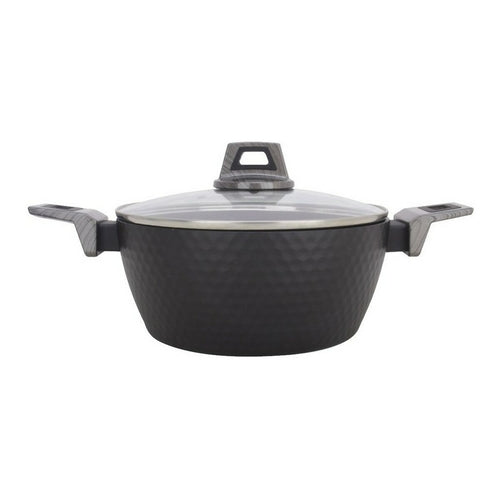 Casserole avec Couvercle Amercook 24 cm - Aluminium Noir Antiadhésif