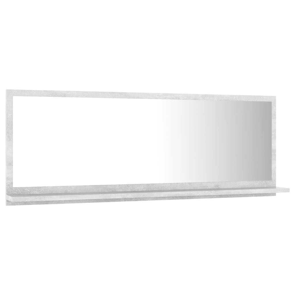 Miroir Salle de Bain avec Étagère 100cm Gris Béton - NNEVL