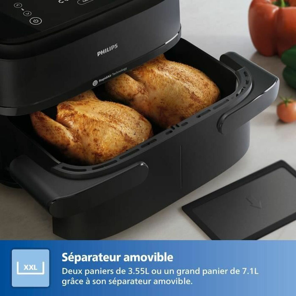 Friteuse à Air Philips NA150/00 7L – Double Panier, Cuisson Sans Huile, Noir