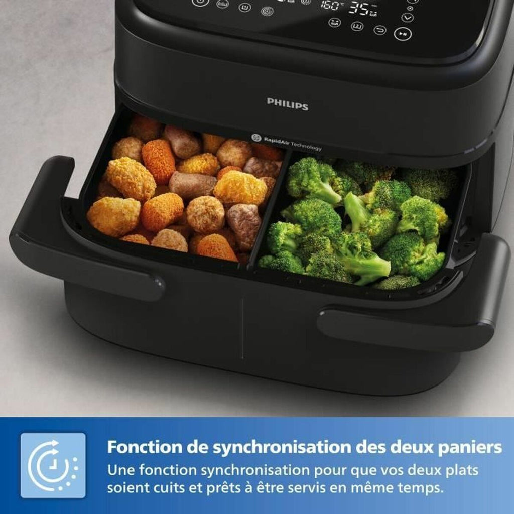 Friteuse à Air Philips NA150/00 7L – Double Panier, Cuisson Sans Huile, Noir
