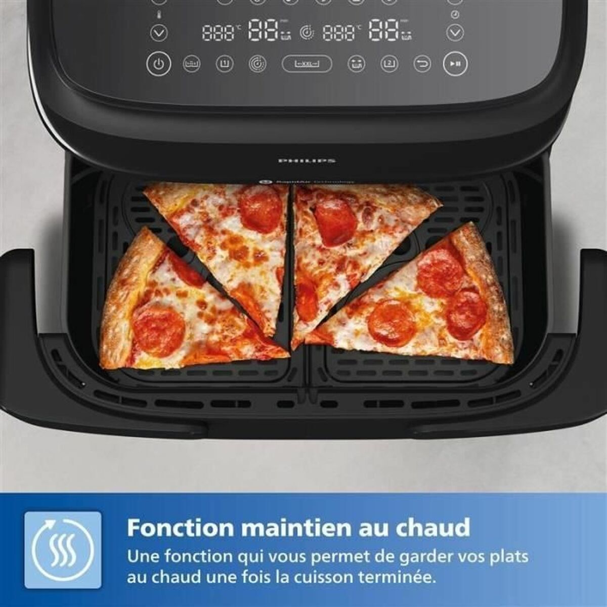 Friteuse à Air Philips NA150/00 7L – Double Panier, Cuisson Sans Huile, Noir