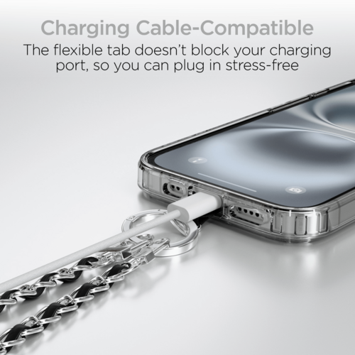 Chaîne Argentée avec Cuir Végan Noir HyperGear