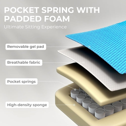 Chaise Gaming Tissu Respirant avec Ressorts Ensachés - Fauteuil Gamer Confort Premium