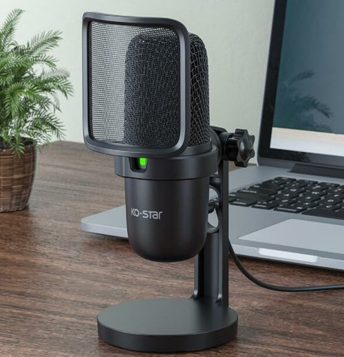 Microphone USB Streaming Gaming - Condensateur 192kHz Studio Noir