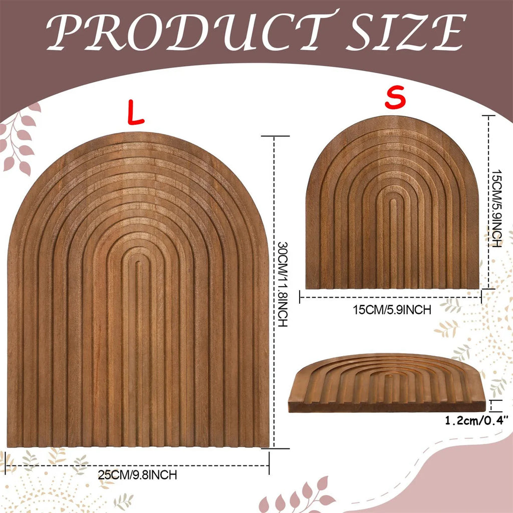 Planche à Découper Décorative en Bois Naturel - Design Boho Arc Ondulé pour Cuisine et Présentation