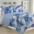 Couvre-Lit Boutis Melissa 3 Pièces Motif Floral Bleu - Queen