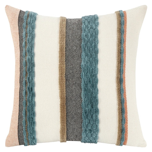 Housses de Coussin Chenille Rayées Boho 45x45 cm - Coton Lin Fermeture Éclair