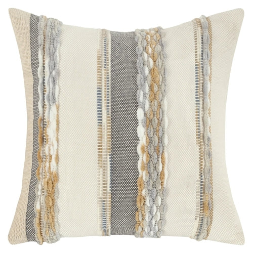 Housses de Coussin Chenille Rayées Boho 45x45 cm - Coton Lin Fermeture Éclair