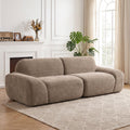 Canapé 3 Places en Chenille 244 cm, Canapé Salon Moderne, Assise et Accoudoirs Larges, Ressorts Ensachés, Marron Clair