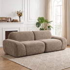 Canapé 3 Places en Chenille 244 cm, Canapé Salon Moderne, Assise et Accoudoirs Larges, Ressorts Ensachés, Marron Clair