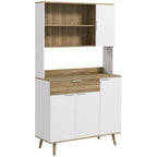 Armoire de cuisine meuble de rangement 4 portes 1 tiroir design scandinave 98 x 39 x 180 cm blanc et naturel