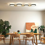 Plafonnier LED 38W, luminaire plafonnier 4 lumières à montage affleurant, télécommande, 100 x 31 x 7 cm, doré et noir