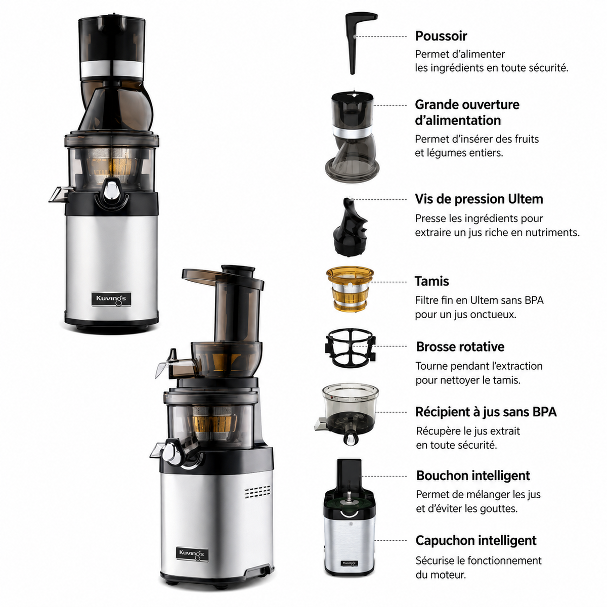 Kuvings CS600 — Extracteur de jus professionnel Whole Slow Juicer Chef | KCS-6000E