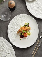Assiette Céramique Contraste Pierre – Design Asymétrique pour Steak & Pâtes