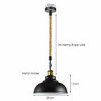 Suspension Luminaire Rétro Métal & Corde de Chanvre - Style Industriel Vintage