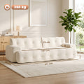 Canapé 3 Places en Chenille 211 cm, Canapé Salon, Assise Profonde, Entièrement Compressé Sans Montage, Crème