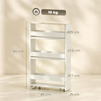 Chariot de rangement à 3 niveaux chariot de stockage étagère sur roulettes pour cuisine étroite salle de bain buanderie bureau avec poignée - 48 x 15 x 80 cm blanc