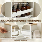 Chariot de rangement à 3 niveaux chariot de stockage étagère sur roulettes pour cuisine étroite salle de bain buanderie bureau avec poignée - 48 x 15 x 80 cm blanc