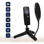 Microphone USB Gaming Emerson EAM-9052 avec LED RGB - Condensateur Professionnel pour Streaming