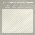 Canapé 3 places en velours côtelé, canapé avec coussins à ressorts et assise rembourré, 192x80x84,5cm, beige