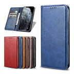 Étui Portefeuille à Rabat en Cuir pour Samsung Galaxy — Porte-Cartes, Fermeture Magnétique, S8 au S24 Ultra
