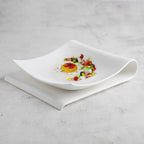 Assiette pliante carrée en céramique, assiette de fruits et desserts également