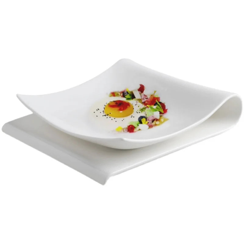 Assiette pliante carrée en céramique, assiette de fruits et desserts également