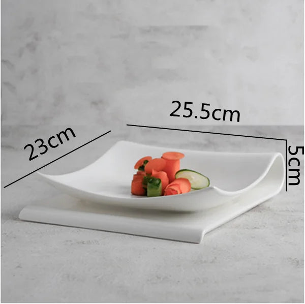 Assiette pliante carrée en céramique, assiette de fruits et desserts également