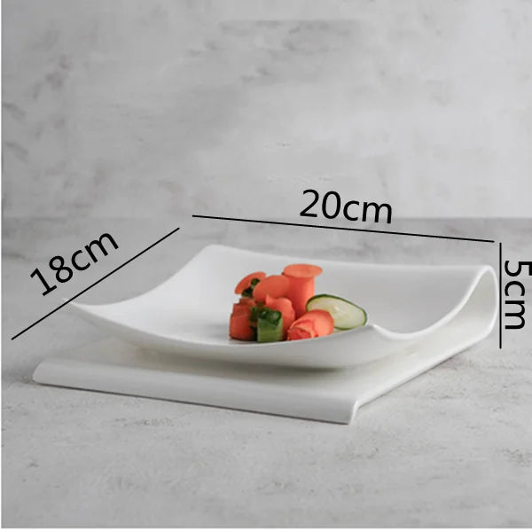 Assiette pliante carrée en céramique, assiette de fruits et desserts également