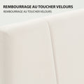 Cadre de lit double 140 x 190 cm lit 2 personnes tête de lit réglable sommier 150 x 198 x 101/106/111/116/121 cm crème