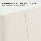 Cadre de lit double 140 x 190 cm lit 2 personnes tête de lit réglable sommier 150 x 198 x 101/106/111/116/121 cm crème