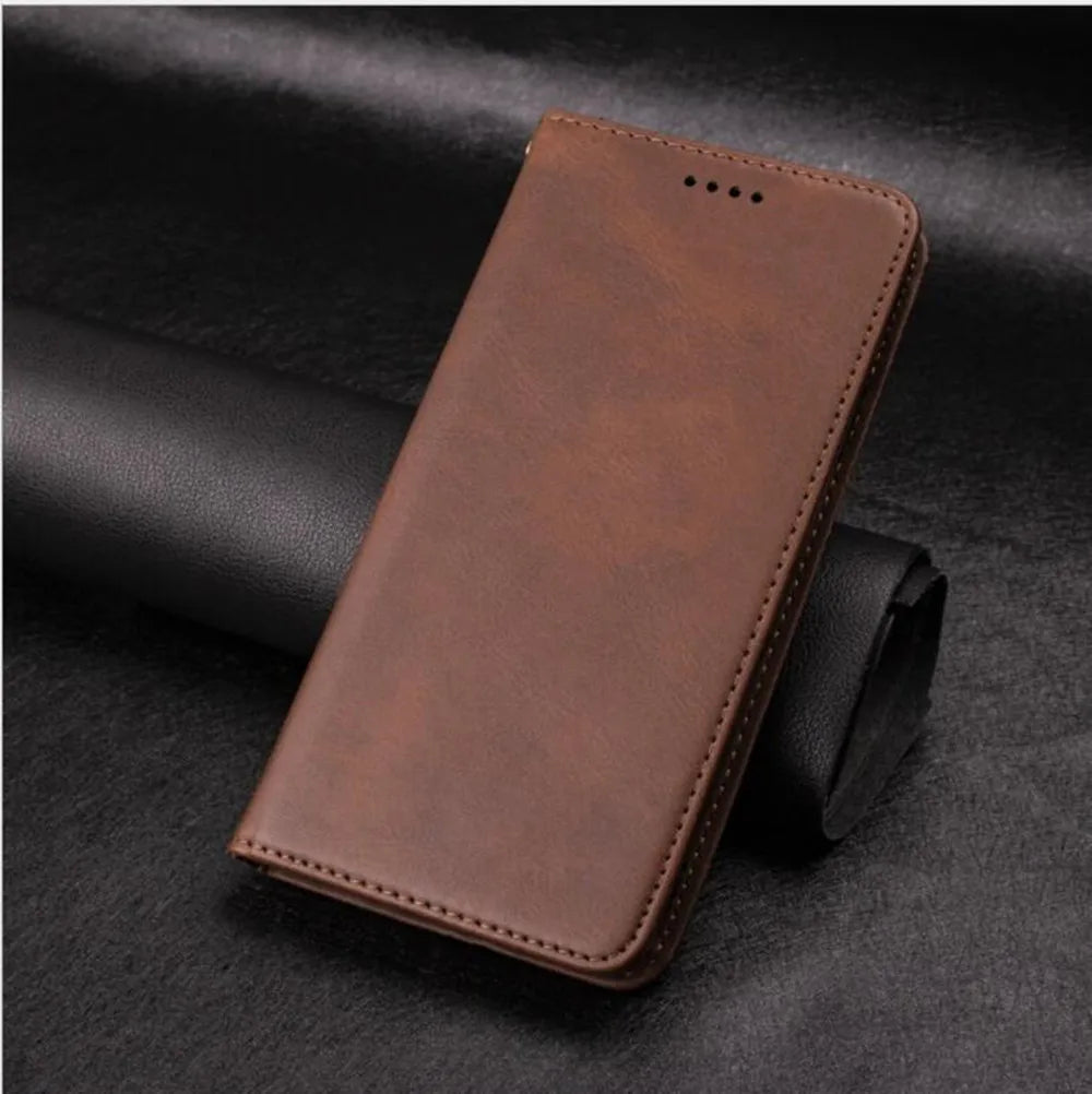 Étui Portefeuille à Rabat en Cuir pour Samsung Galaxy — Porte-Cartes, Fermeture Magnétique, S8 au S24 Ultra