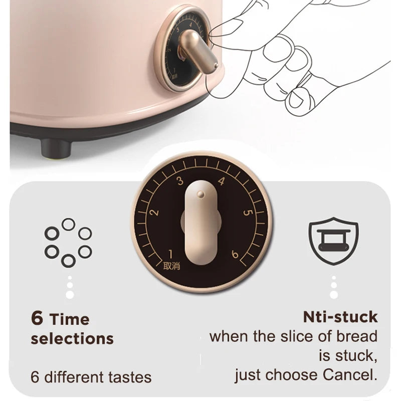Grille-Pain Électrique 2-3 Tranches avec Convection Air Chaud - 650W