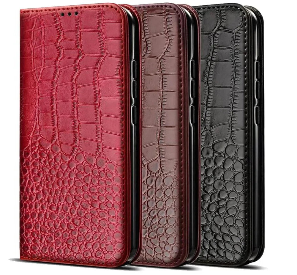 Étui Portefeuille à Rabat en Cuir pour Samsung Galaxy — Porte-Cartes, Fermeture Magnétique, S8 au S24 Ultra