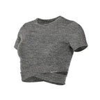 T-Shirt Fitness Femme Court - Yoga Gym Sans Couture Séchage Rapide