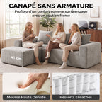 Canapé d'Angle en Chenille, Canapé 3 Places en L 242 cm avec Méridienne, Assise Profonde, Accoudoirs Larges, Gris Clair