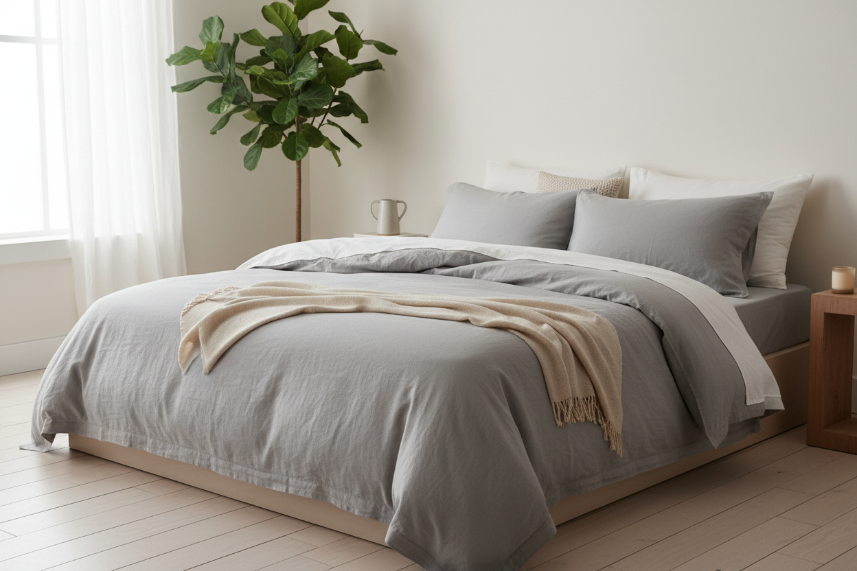 Housse de Couette Percale 100% Coton 80 fils/cm² - 15 Coloris Disponibles