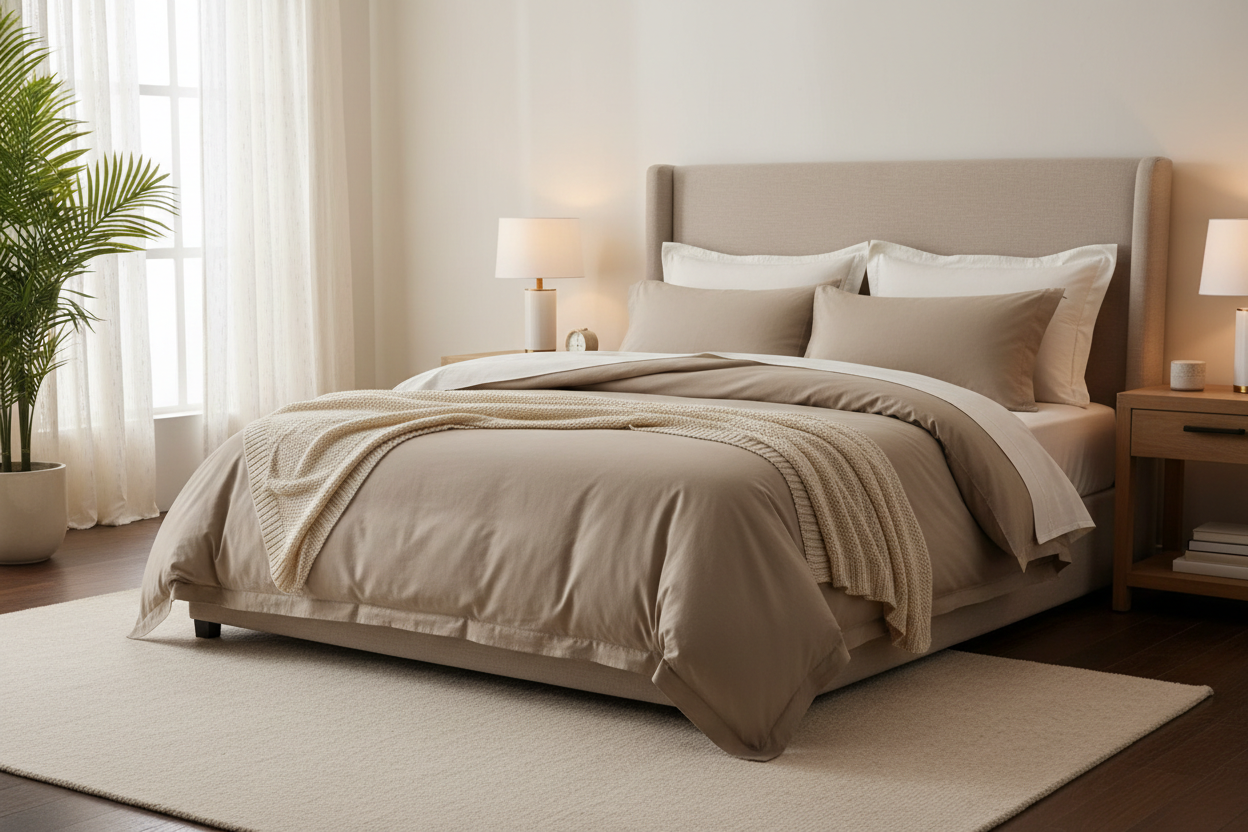 Housse de Couette Percale 100% Coton 80 fils/cm² - 15 Coloris Disponibles