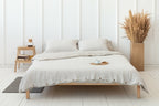 Parure de Lit Lin Naturel Double Face Beige Rayé - Queen