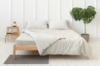 Parure de Lit Lin Naturel Double Face Beige Rayé - Queen