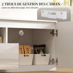 Meuble TV 160 cm, meuble télé pour téléviseur jusqu'à 65 pouces avec 2 portes et tiroir, blanc