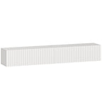 Meuble TV suspendu 140cm, meuble télé pour téléviseur 72 pouces, 2 portes rabattables, 140x25x22cm, blanc