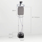 Défroisseur vapeur vertical 1950 W 32g/min, réservoir d'eau 2 L, tige télescopique, 11 températures réglables, noir