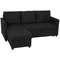 Canapé d'Angle Convertible, Canapé-Lit 3 Places 192 cm avec Méridienne Réversible, Rangement Caché, Gris Anthracite
