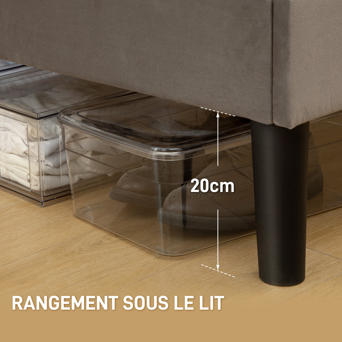 Cadre de lit double 140 x 190 cm lit 2 personnes tête de lit réglable sommier 150 x 198 x 100/105/110/115/120 cm gris