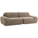 Canapé 3 Places en Chenille 244 cm, Canapé Salon Moderne, Assise et Accoudoirs Larges, Ressorts Ensachés, Marron Clair