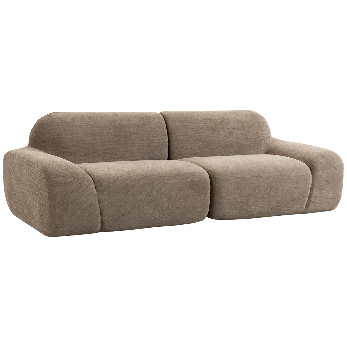 Canapé 3 Places en Chenille 244 cm, Canapé Salon Moderne, Assise et Accoudoirs Larges, Ressorts Ensachés, Marron Clair