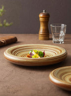 Assiette Grès Spirale Artisanale – Plat Creux Rond pour Pâtes & Salades