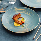 Assiette Céramique Maté & Dorure Artisanale – Élégance Contemporaine pour Table Raffinée