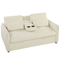 Canapé convertible 2 places 3 en 1, canapé-lit clic clac en chenille avec dossier réglable, porte-gobelets, beige